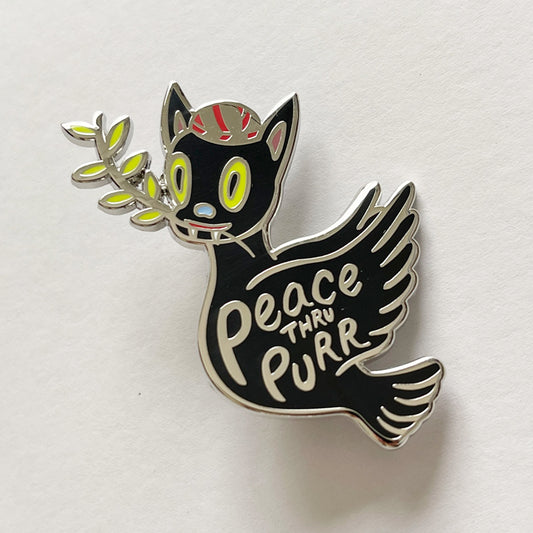 Peace thru Purr Enamel Pin