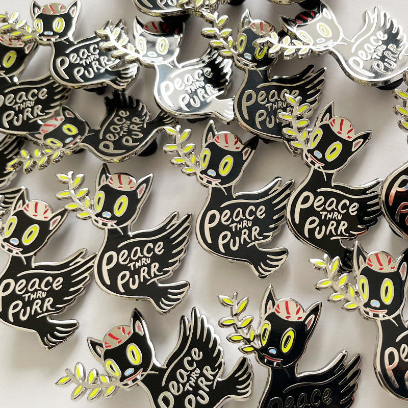Peace thru Purr Enamel Pin